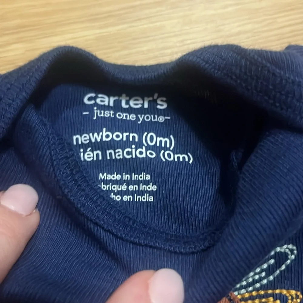 Carter's Navy and Brown Thanksgiving Football Two Piece Bodysuit Set Newborn‎